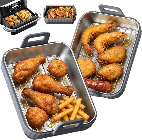 2 Pack Stainless Steel Air Fryer Liners for Ninja DZ401 DZ550 SL401 & COSORI in Kuwait