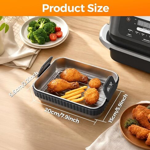 2 Pack Stainless Steel Air Fryer Liners for Ninja DZ401 DZ550 SL401 & COSORI in Kuwait