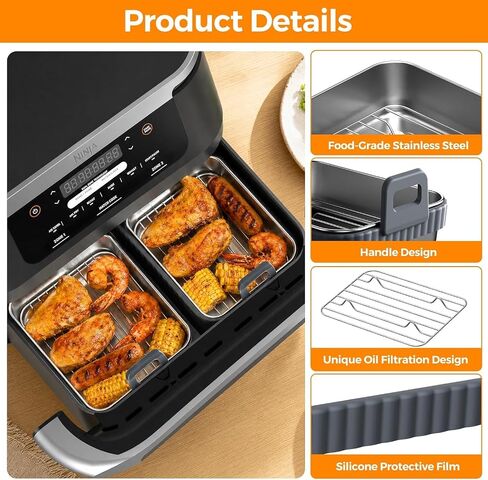 2 Pack Stainless Steel Air Fryer Liners for Ninja DZ401 DZ550 SL401 & COSORI in Kuwait