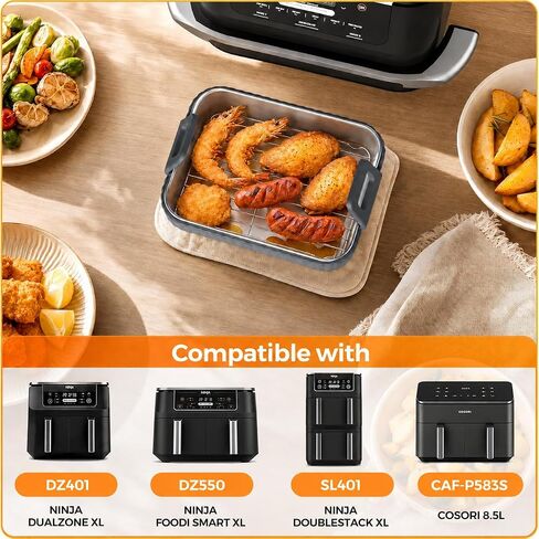 2 Pack Stainless Steel Air Fryer Liners for Ninja DZ401 DZ550 SL401 & COSORI in Kuwait