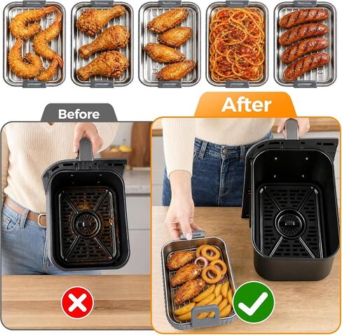 2 Pack Stainless Steel Air Fryer Liners for Ninja DZ401 DZ550 SL401 & COSORI in Kuwait