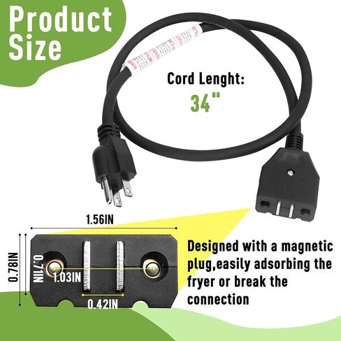 Replacement Breakaway Magnetic Power Cord for Masterbuilt 10L/8L XL Electric Fryer, Safety Magnet Deep Fryer Cord Compatible with Masterbuilt Turkey Fryer Models MB20012420, MB20010326, 125V 15A in Kuwait