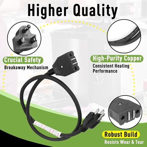 Replacement Breakaway Magnetic Power Cord for Masterbuilt 10L/8L XL Electric Fryer, Safety Magnet Deep Fryer Cord Compatible with Masterbuilt Turkey Fryer Models MB20012420, MB20010326, 125V 15A in Kuwait