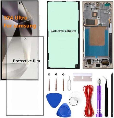OLED for Samsung Galaxy S24 Ultra 5G LCD Display Touch Screen Assembly Support Fingerprint and S-Pen Galaxy S24Ultra SM-S928U SM-S928U1 Screen Replacement (with Grey Frame ﻿) in Kuwait