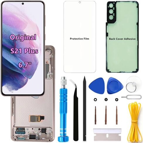 Original 6.7" AMOLED 120Hz S21 Plus Screen Replacement OEM for Samsung Galaxy S21Plus 5G SM-G996U SM-G996U1 Touch Display Screen Digitizer Assembly (Black Frame+Protector+Adhesive+Tools) in Kuwait