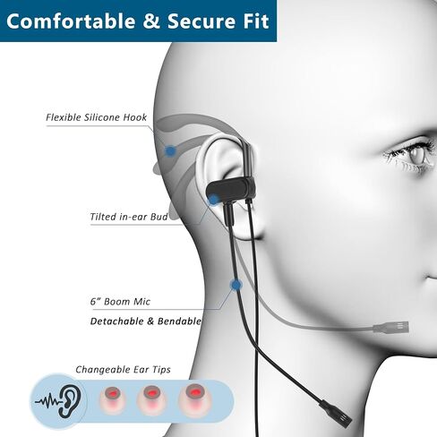 in-Ear Wired Earbuds with Ear Hooks, Gaming Headset & Boom Mic in Kuwait