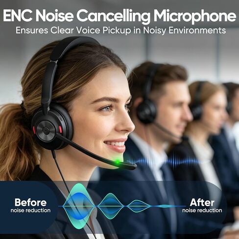 Wired Headset with Microphone for PC, 3.5mm Headset with USB-A & USB-C Jack, Noise Cancelling Mic USB Headset with In-Line Mute, Computer Headphone for Call Center, Work, Laptop, Teams, Office Calls in Kuwait
