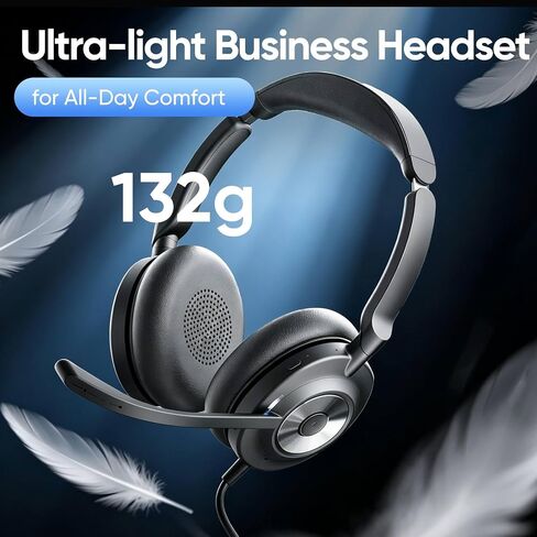 Wired Headset with Microphone for PC, 3.5mm Headset with USB-A & USB-C Jack, Noise Cancelling Mic USB Headset with In-Line Mute, Computer Headphone for Call Center, Work, Laptop, Teams, Office Calls in Kuwait