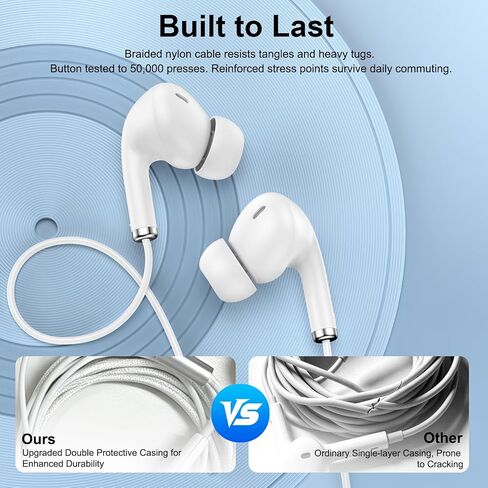 USB C Wired Headphone for iPhone 17, Wired Type-C Earbuds with Mic in-Ear in Kuwait