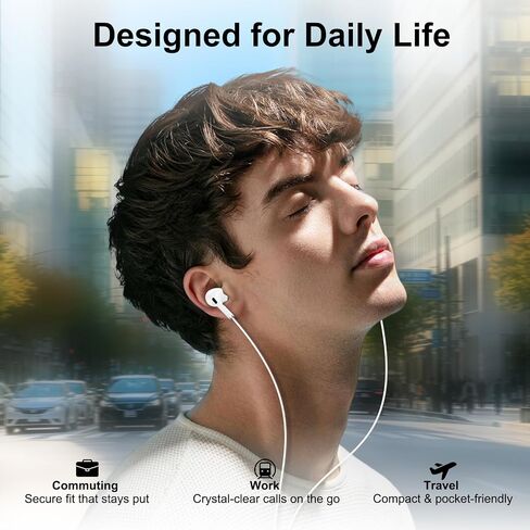USB C Wired Headphone for iPhone 17, Wired Type-C Earbuds with Mic in-Ear in Kuwait