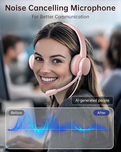 AOC USB Headset with Microphone for PC, Noise-Canceling Mic, USB-A in Kuwait
