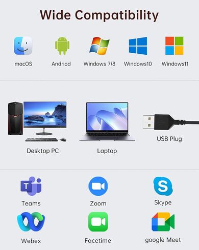 AOC USB Headset with Microphone for PC, Noise-Canceling Mic, USB-A in Kuwait