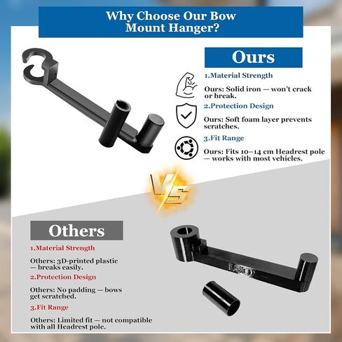 Metal Bow Hanger for Truck, Archery Hunting Shooting Bracket Headrest Mount,Universal Compound Bow Holder for Vehicle Storage and Hunting Transport in Kuwait