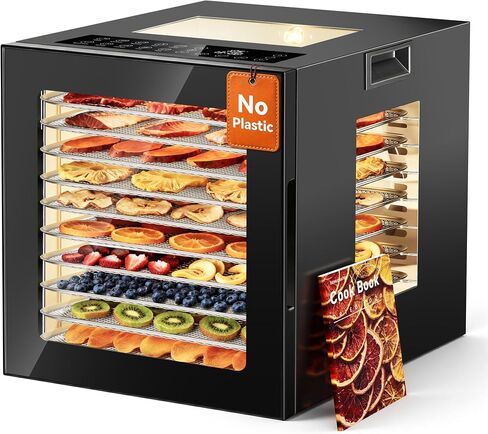 Manastin Food Dehydrator 8 Stainless Steel Trays Dehydrator Machine, Black in Kuwait
