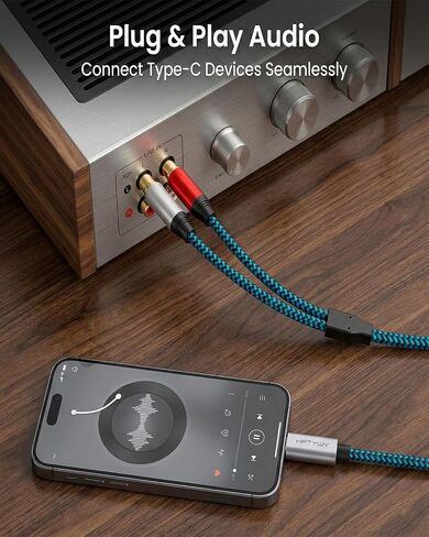 USB C to RCA Audio Cable 6.6FT, Type-C to 2 Male Y RCA Splitter, RCA to USB C Adapter Compatible with iPhone 16 15 Pro Max iPad Air Samsung Galaxy S24 Home Theater Amplifier Car Speaker in Saudi Arabia