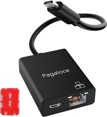 Ethernet Adapter for Fire TV Stick, Micro USB to RJ45 Female Ethernet Adapter, Compatible with Fire TV Stick Basic/2nd/4k/Lite, Chromecast 1/2/3/Ultra/Audio, with Adhesive Tape, 100Mbps in Kuwait
