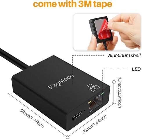 Ethernet Adapter for Fire TV Stick, Micro USB to RJ45 Female Ethernet Adapter, Compatible with Fire TV Stick Basic/2nd/4k/Lite, Chromecast 1/2/3/Ultra/Audio, with Adhesive Tape, 100Mbps in Kuwait