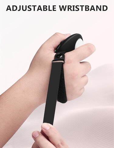 Controller Grips Cover Compatible with Meta Quest 3S/Quest 3 Controller Grips, Ergonomic Curved Silicone Grips with Fingerprint Grooves, Adjustable Silicone Wrist Strap, Anti-Sweat Non-Slip Protector Cover (1Pair, Black) in Kuwait