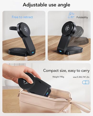 3 in 1 Wireless Charging Station for Apple,Foldable Magnetic Phone Charger in Kuwait