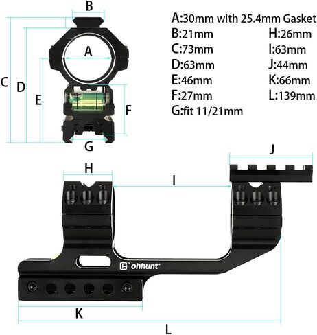 ohhunt 1 inch 30mm Scope Mount Cantilever Scope Mount Compatible with 11mm Dovetail and Picatinny in Kuwait
