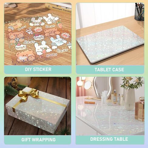 ReWallpaper Laminating Sheets Self Adhesive Holographic Laminate Sheets Rainbow Iridescent Holographic Film for Stickers Photos Journals Scrapbooks Laptop DIY Crafts Classroom Supplies 17.5in x 6.5ft in Kuwait