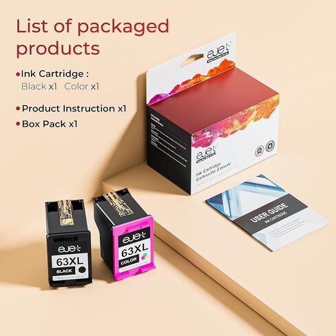 63XL Ink Cartridges Black and Color Replacement for HP Ink 63 XL Combo Pack in Kuwait