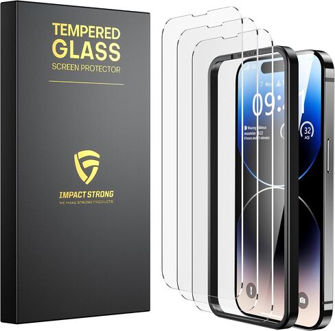 ImpactStrong Shatterproof Tempered Glass Screen Protector for iPhone 11 / iPhone XR [Easy Installation Frame] [Bubble Free] [9H Hardness] [Full Coverage] Case Friendly, 6.1 Inch - (3-Pack) in Kuwait