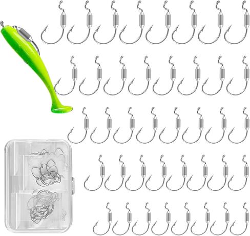 40pcs Weighted Swimbait Hooks Set with Box, EWG Fishing Soft Lures Hook in Kuwait