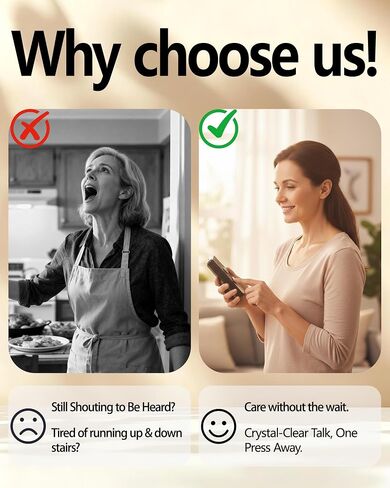 Intercoms Wireless for Home, Long Range Wireless Intercom System for Room to Room Communication, 2 Way Voice Intercom for Elderly, Seniors, and Kids in Kuwait