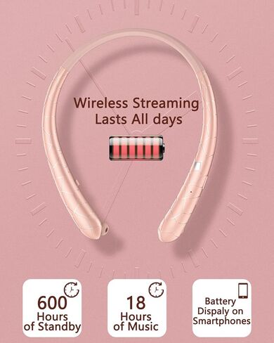 V5.3 Neckband Bluetooth Headphones, Retractable Headphone with CVC 8.0 Noise Cancelling Microphone, Lightweight Around the Neck Headphones for Business, Home Office, Gym in Kuwait