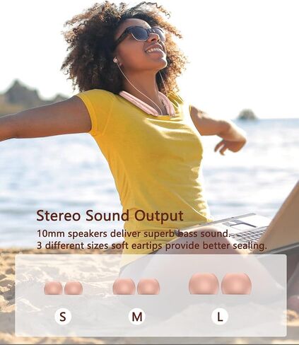 V5.3 Neckband Bluetooth Headphones, Retractable Headphone with CVC 8.0 Noise Cancelling Microphone, Lightweight Around the Neck Headphones for Business, Home Office, Gym in Kuwait