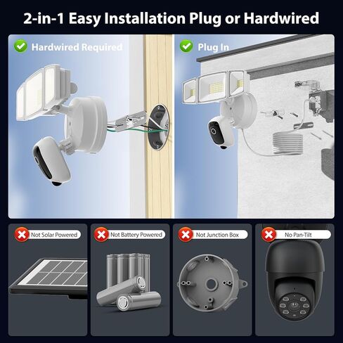 Onforu 2K Floodlight Camera Plug&Hardwired, Smart Security Camera Outdoor in Kuwait