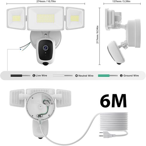 Onforu 2K Floodlight Camera Plug&Hardwired, Smart Security Camera Outdoor in Kuwait