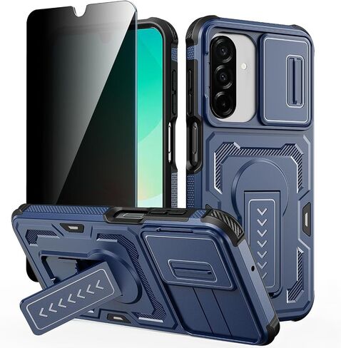 Lanhiem for Samsung Galaxy S26 Case with Privacy Screen Protector, Slide Camera Cover, Military-Grade Shockproof Cover with Kickstand & Dual-Layer Protection, Anti-Slip Grip (Black) in Saudi Arabia