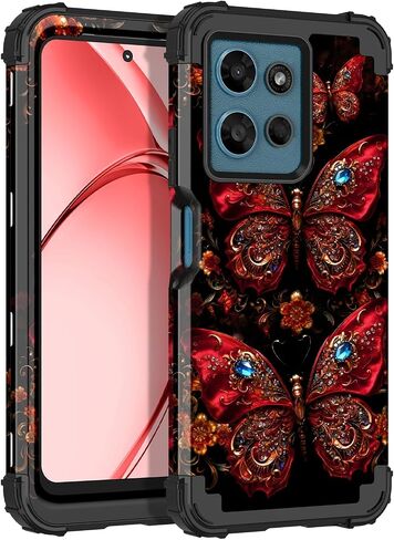 Rancase for Moto G Stylus 2021 5G Case,Three Layer Heavy Duty Shockproof Protection Hard Plastic Bumper +Soft Silicone Rubber Protective Case for Motorola Moto G Stylus 2021 5G,Green Butterfly in Kuwait