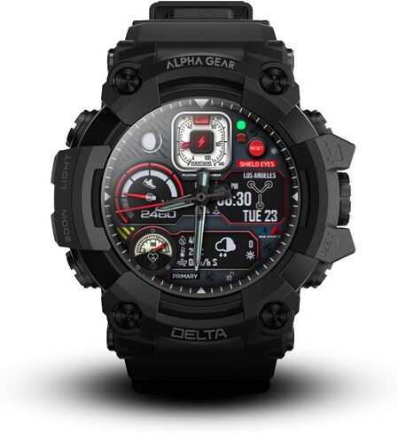 ALPHAGEAR Delta Smartwatch for Men, Tactical Rugged Smart Watch, IP69K Water + Dust Resistant, 380mAh 21-Day Battery, Bluetooth Calling, Operates -15F to 140F, for Android iPhone, Dark Night in Kuwait