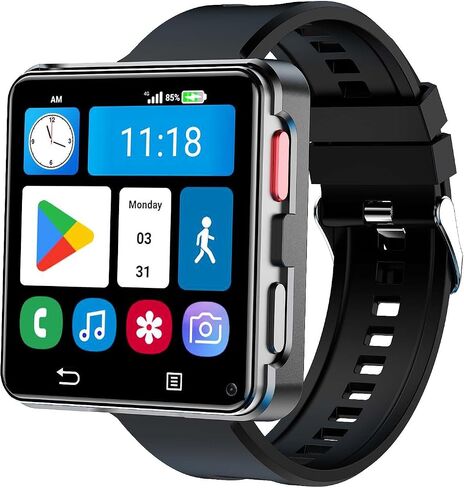 4G Smart Watch Phone, Android 11 Quad Core 4GB+64GB Smartwatch 2.64" Large Screen Men Watch 1200mAh Type-C Port 5.0MP Dual Camera WiFi Bluetooth GPS Fitness Activity Tracker Watches (64GB) in Kuwait