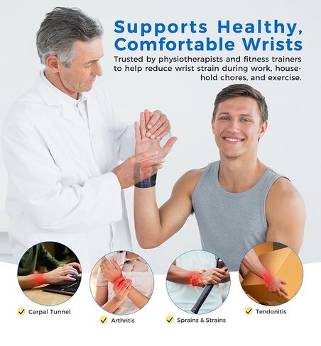 HiRui 2 Pack Wrist Compression Straps – Dual‑Layer Wrist Brace for Pain Relief & Support, Tendonitis, Carpal Tunnel, Arthritis – Adjustable Wrist Wraps for Fitness, Workouts & Everyday Use (Black) in Kuwait