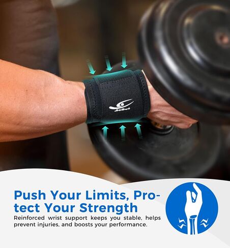 HiRui 2 Pack Wrist Compression Straps – Dual‑Layer Wrist Brace for Pain Relief & Support, Tendonitis, Carpal Tunnel, Arthritis – Adjustable Wrist Wraps for Fitness, Workouts & Everyday Use (Black) in Kuwait