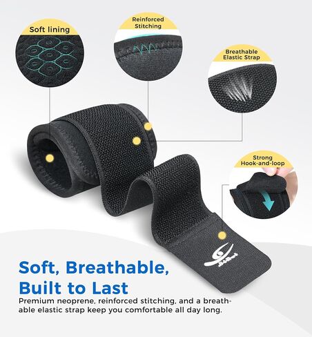 HiRui 2 Pack Wrist Compression Straps – Dual‑Layer Wrist Brace for Pain Relief & Support, Tendonitis, Carpal Tunnel, Arthritis – Adjustable Wrist Wraps for Fitness, Workouts & Everyday Use (Black) in Kuwait