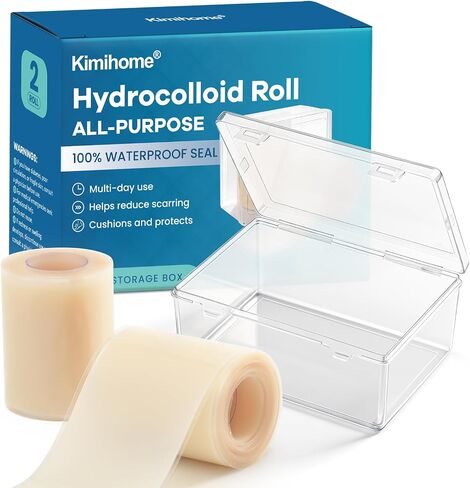 Kimihome Hydrocolloid Roll Gel Bandages - 2.56in*16.4ft Tea Tree Oil Hydrocolloid Bandages Patch - Cut-to-Size, Ultra Absorbent Tape for Blister, Acne Care - First Aid Kit Travel Essential in Kuwait