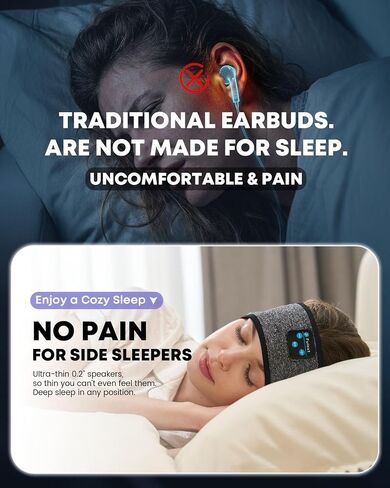 Sleep Headphones Bluetooth Headband,Sleeping Headphones Sports Headband, Long Time Play Sleeping Headsets with Built in Speakers Perfect for Workout,Running,Yoga in Kuwait