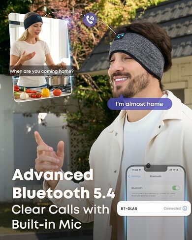 Sleep Headphones Bluetooth Headband,Sleeping Headphones Sports Headband, Long Time Play Sleeping Headsets with Built in Speakers Perfect for Workout,Running,Yoga in Kuwait