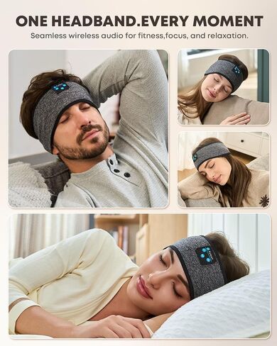 Sleep Headphones Bluetooth Headband,Sleeping Headphones Sports Headband, Long Time Play Sleeping Headsets with Built in Speakers Perfect for Workout,Running,Yoga in Kuwait