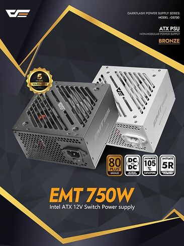darkFlash EMT750 750W 80 Plus Bronze ATX Power Supply, Non-Modular PSU in Kuwait