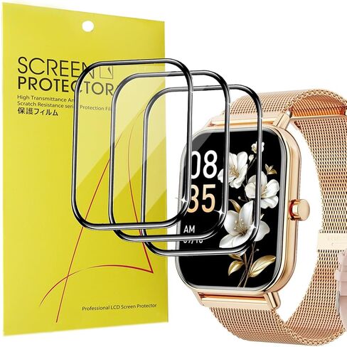 Compatible with Mingdaln Smart Watch Screen Protector, Lamshaw 3D Full Coverage PET Screen Protector Film Compatible with Mingdaln Smart Watch 1.85“ (Black-3Pack) in Kuwait