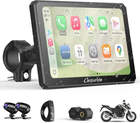 Carpuride W712DT 7" for Motorcycle CarPlay & A-Auto & TPMS & Dash Cam in Kuwait