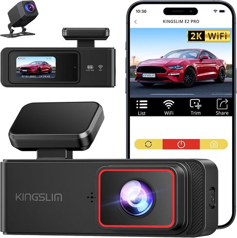 Wireless Dash Cam Front and Rear 2K, WiFi APP Dash Camera for Cars with 1.5'' Screen, Mini Dashcam Front and Back Support G-Sensor/Time Lapse 2 Kinds Parking Monitor in Kuwait
