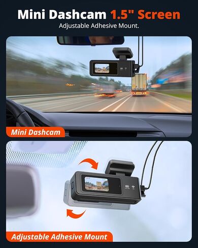 Wireless Dash Cam Front and Rear 2K, WiFi APP Dash Camera for Cars with 1.5'' Screen, Mini Dashcam Front and Back Support G-Sensor/Time Lapse 2 Kinds Parking Monitor in Kuwait