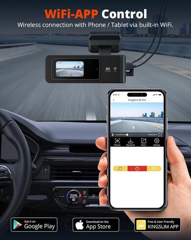 Wireless Dash Cam Front and Rear 2K, WiFi APP Dash Camera for Cars with 1.5'' Screen, Mini Dashcam Front and Back Support G-Sensor/Time Lapse 2 Kinds Parking Monitor in Kuwait